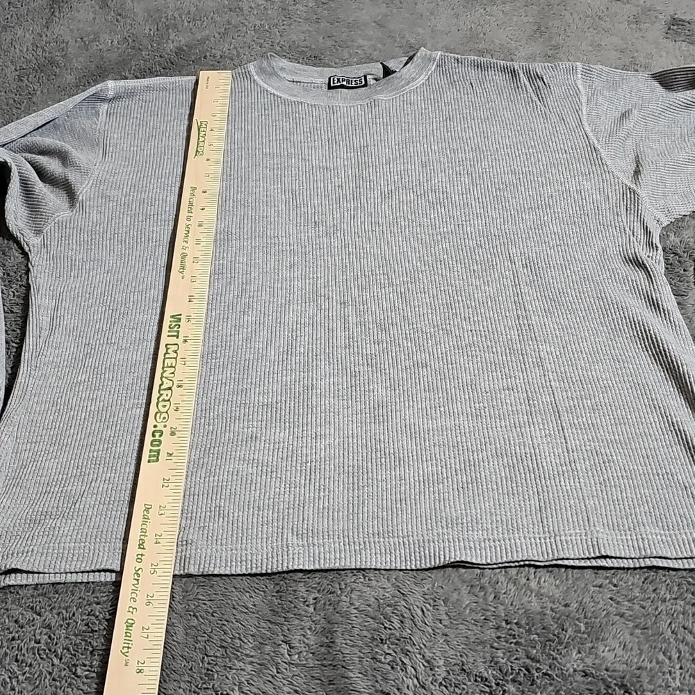 Express Thermal Long Sleeve Crewneck Gray Shirt Size M